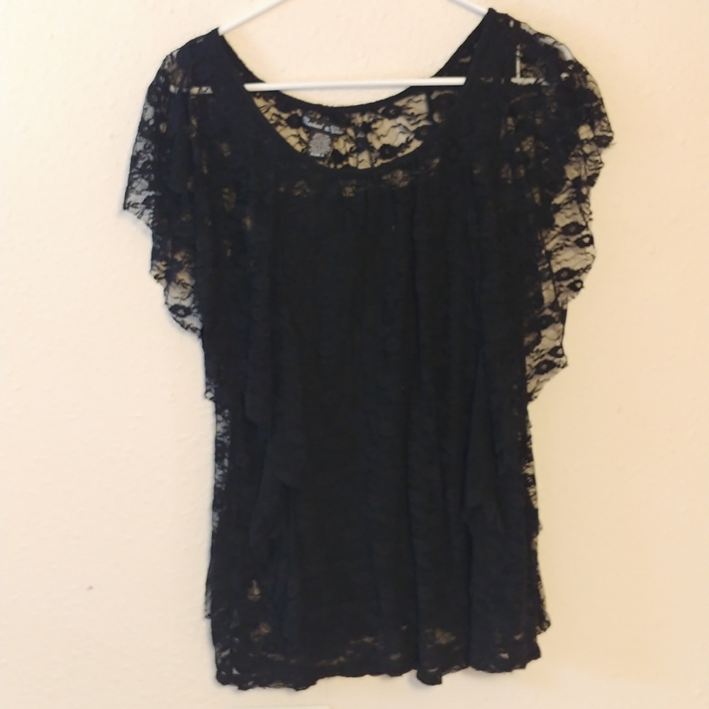 Black Lace Top with Tank Top underneath